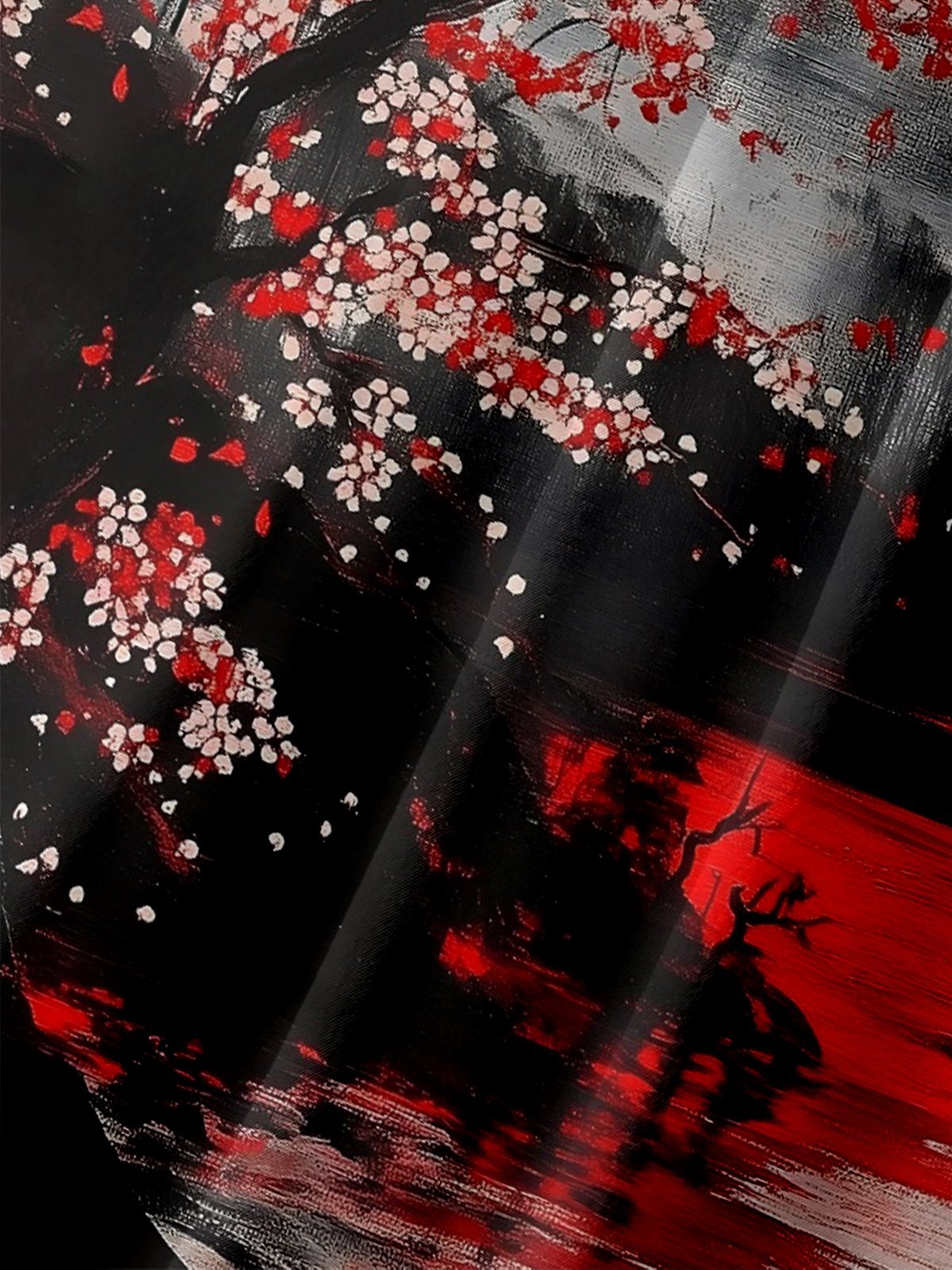 Moisture Wicking Ukiyo-e Sakura Mount Fuji Chest Pocket Hawaiian Shirt