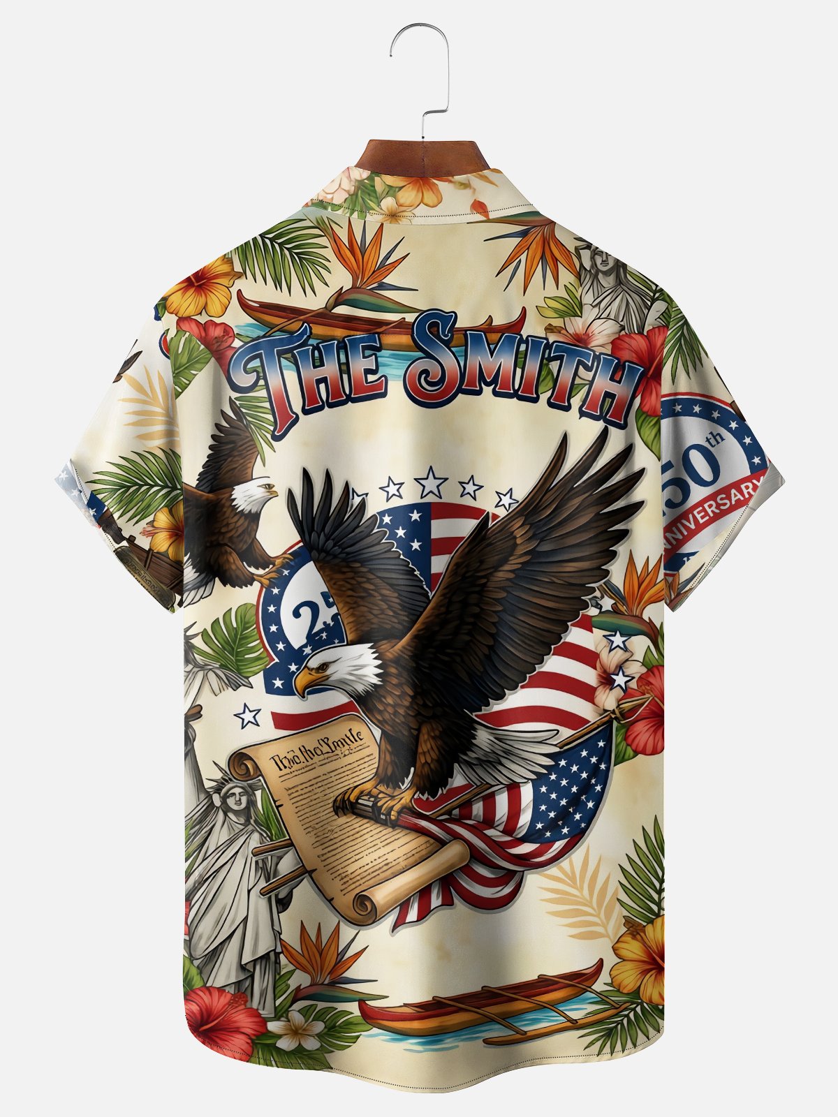 Moisture Wicking 250th Anniversary Of The United States Independence Day Chest Pocket Holiday Hawaiian Shirt