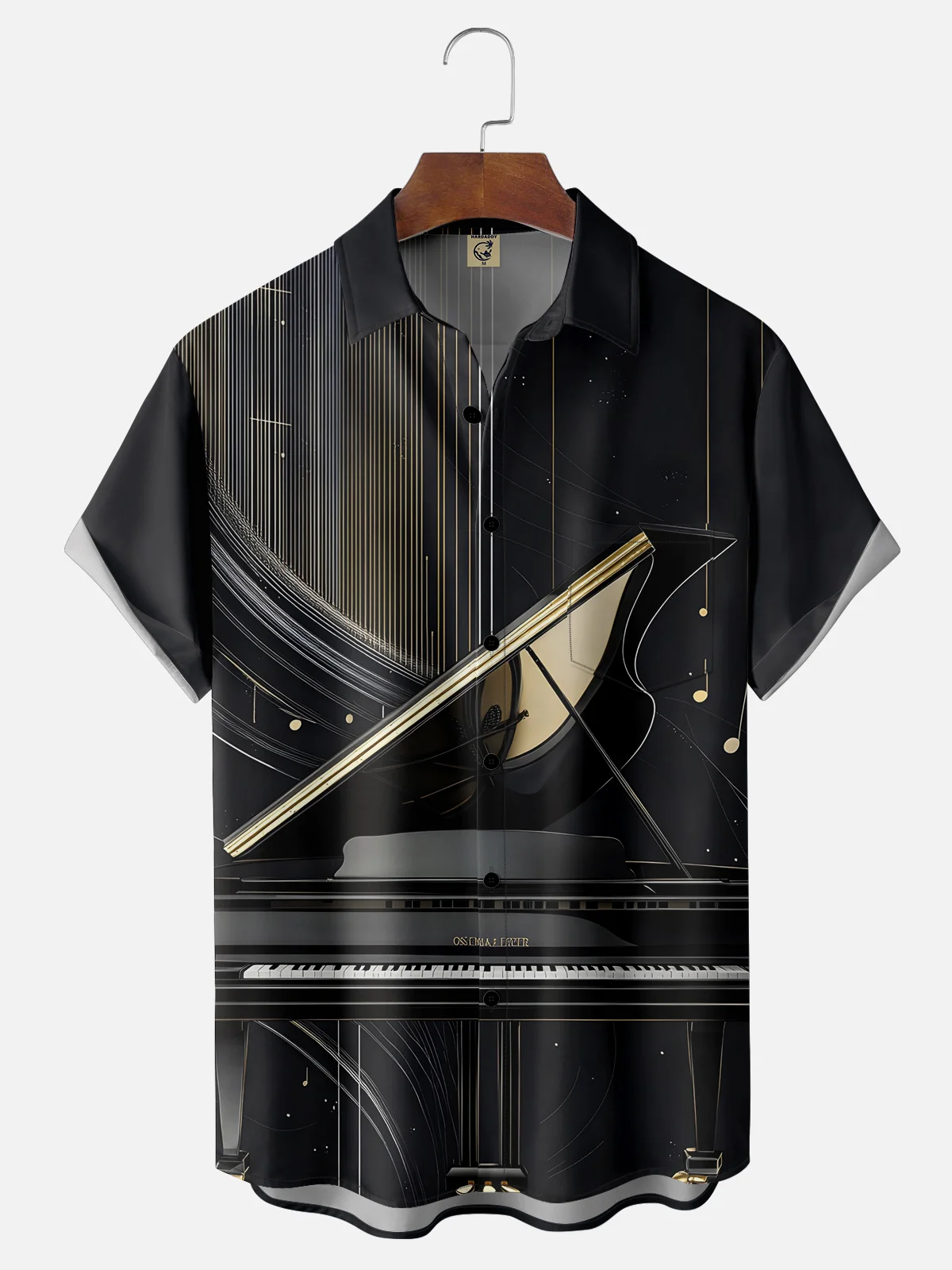 Moisture-wicking Music Piano Chest Pocket Casual Shirt