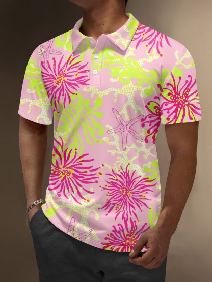 Moisture Wicking Hawaii Starfish Coral Ocean Golf Polo