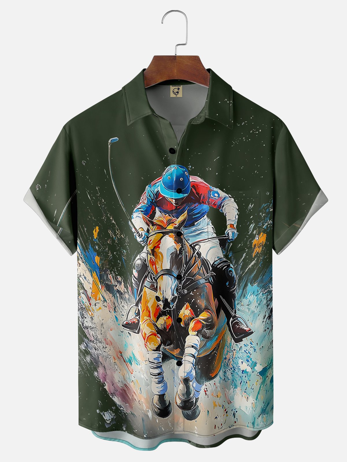 Moisture-wicking Kentucky Derby Horse Racing Chest Pocket Casual Shirt