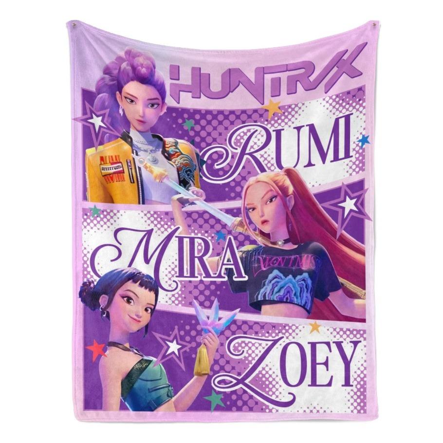 KPop Demon Hunters Throw Blanket Cozy Plush Lightweight Warm Fuzzy Flannel Blanket Air Conditioning Blanket for Couch Sofa Bed Home Decor Gift