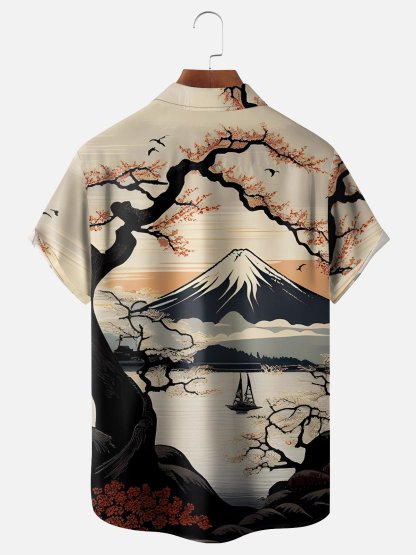Moisture-wicking Ukiyoe Chest Pocket Hawaiian Shirt