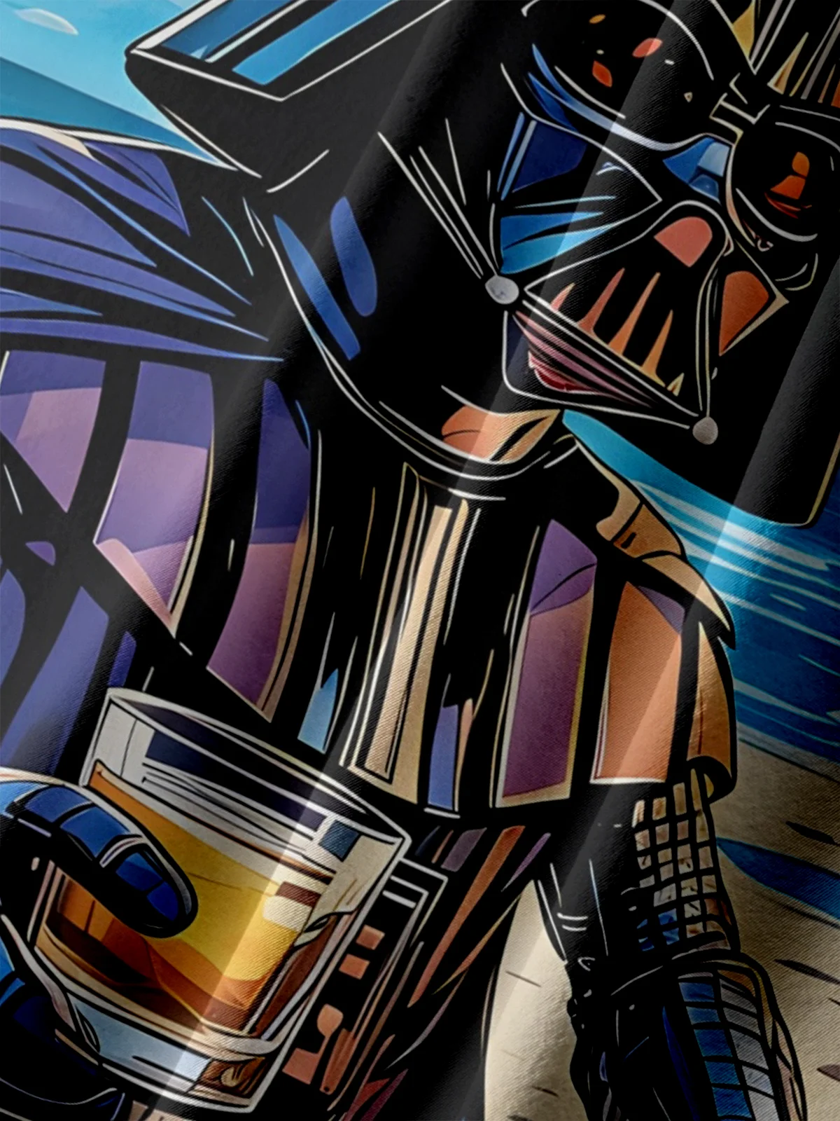 Big Size Moisture-wicking Star Beach Coconut Tree Chest Pocket Hawaiian Shirt