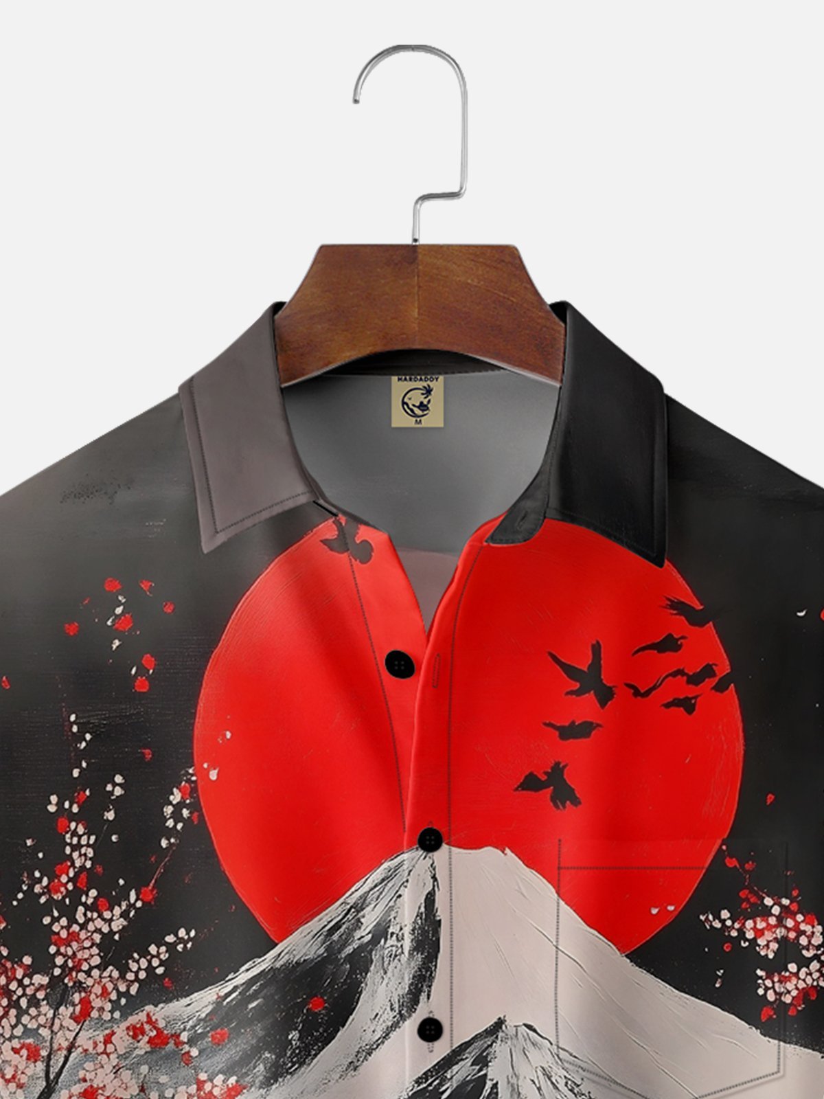 Moisture Wicking Ukiyo-e Sakura Mount Fuji Chest Pocket Hawaiian Shirt