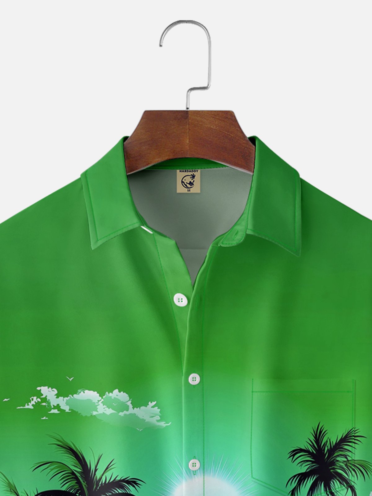 Moisture-wicking Tropical Palm Tree Chest Pocket Hawaiian Shirt
