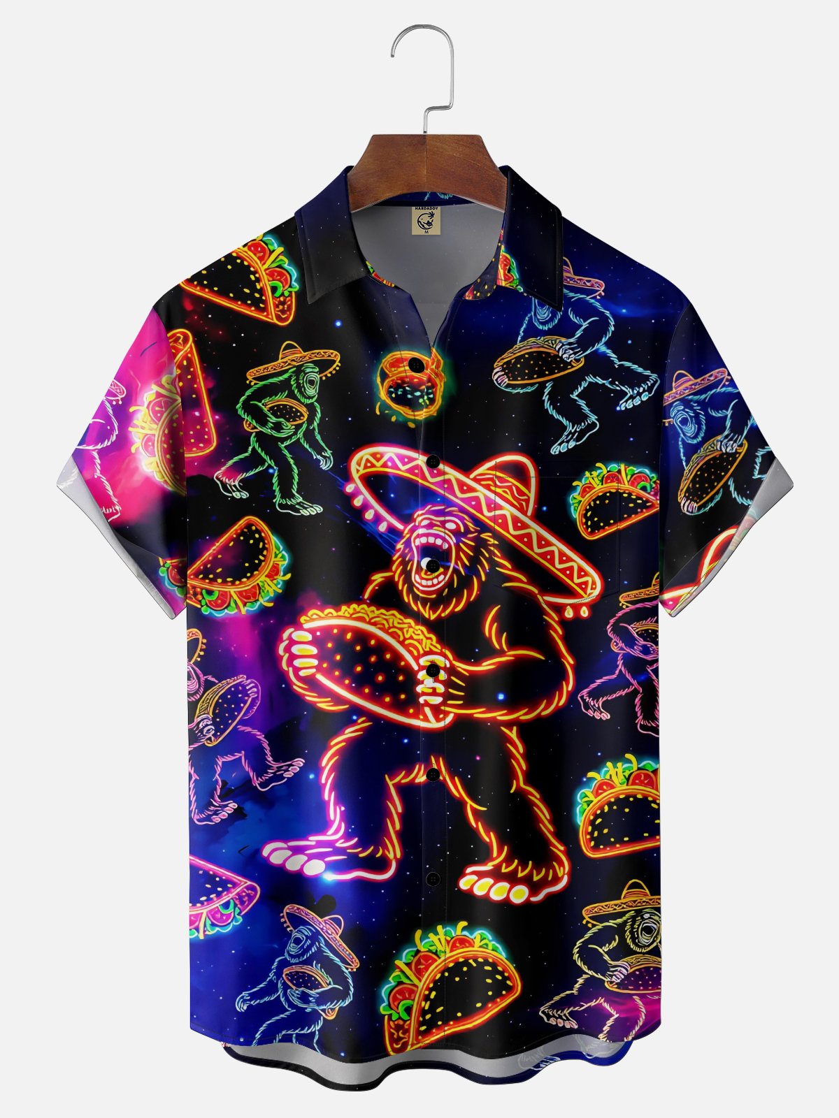 Moisture Wicking Cinco De Mayo Taco Bigfoot Chest Pocke Holiday Hawaiian Shirt