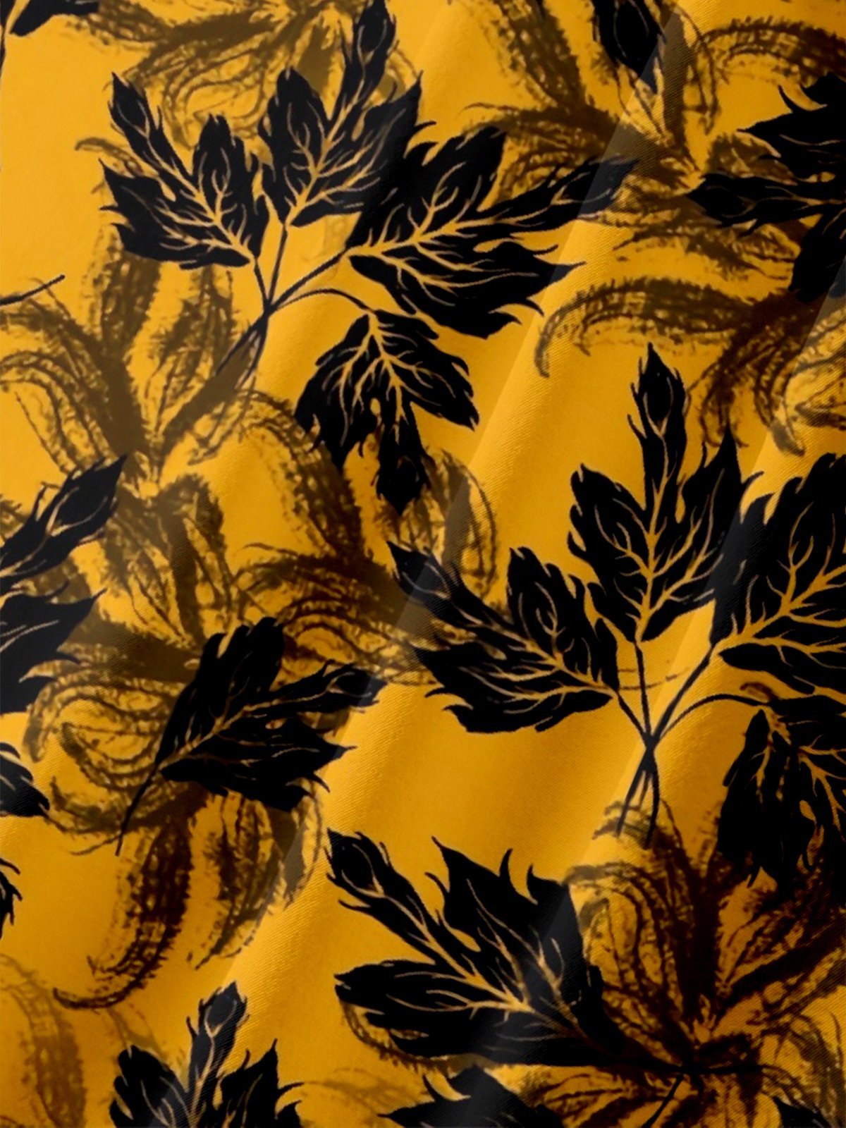 Moisture-wicking Tropical Leaves Chest Pocket Hawaiian Shirt