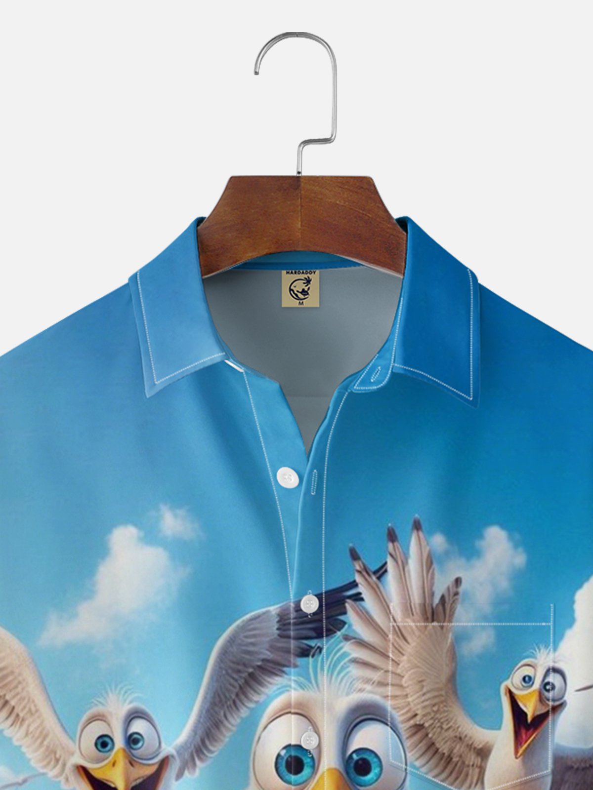 Moisture-wicking Seagull Fun Beach Chest Pocket Hawaiian Shirt
