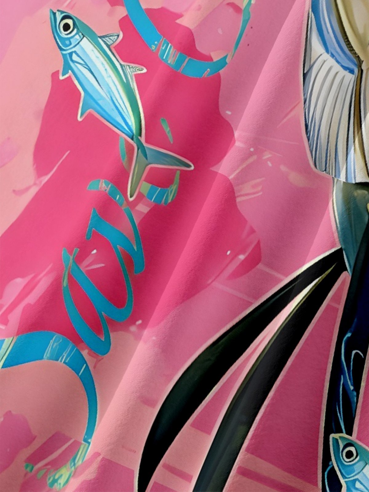 Moisture-wicking Swordfish Ocean Chest Pocket Hawaiian Shirt