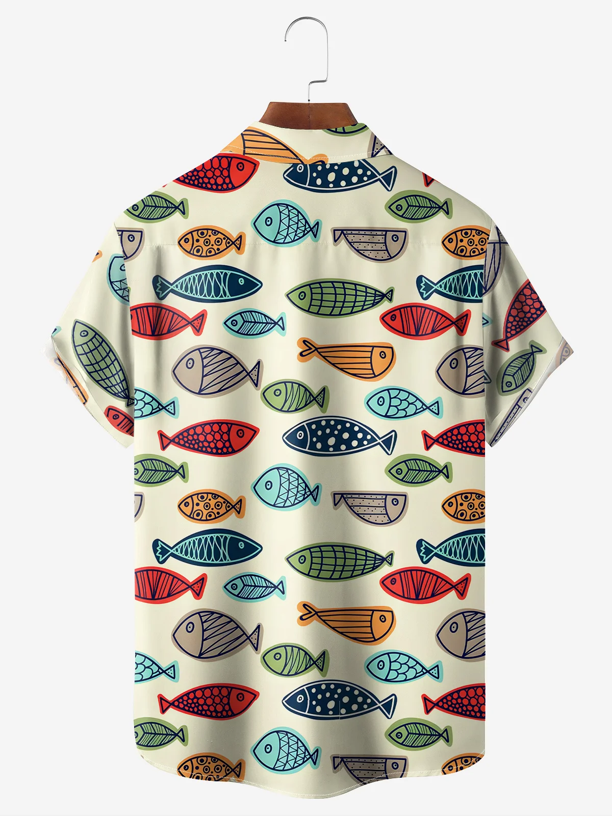 Breathable Ocean Fish Chest Pocket Hawaiian Shirt