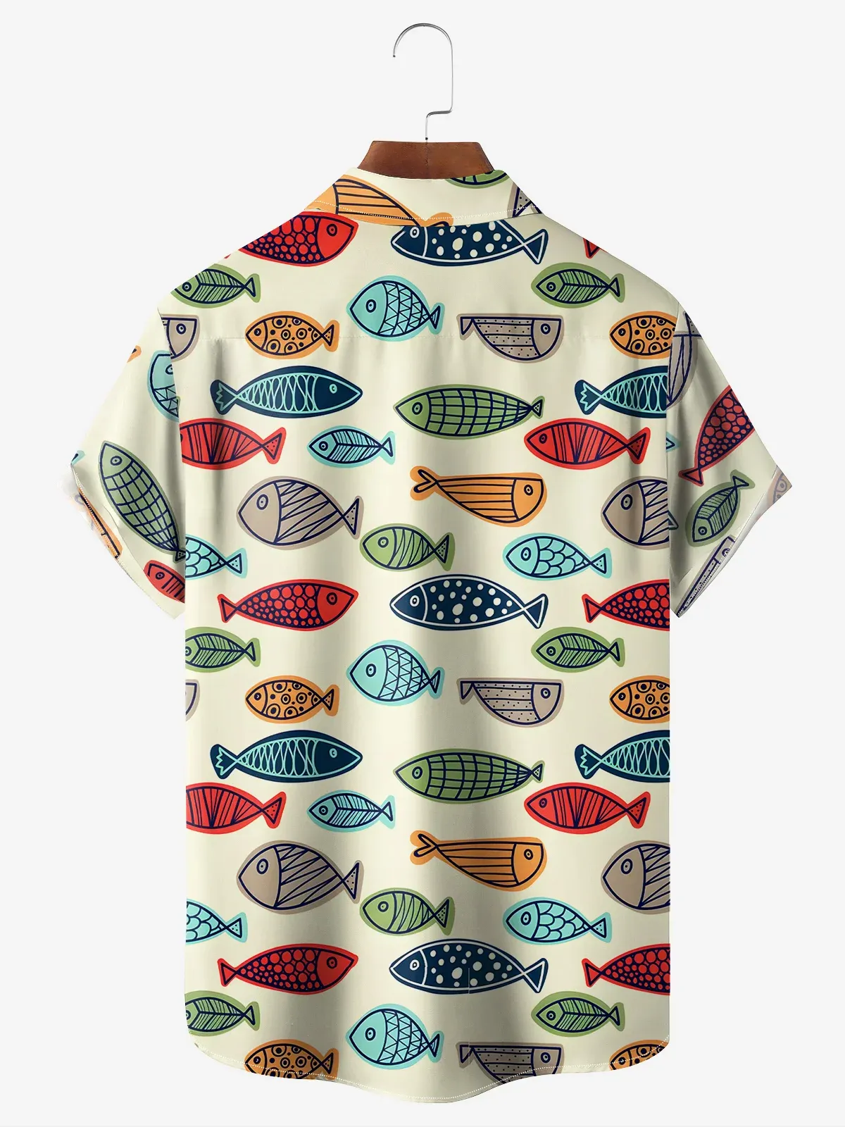 Breathable Ocean Fish Chest Pocket Hawaiian Shirt