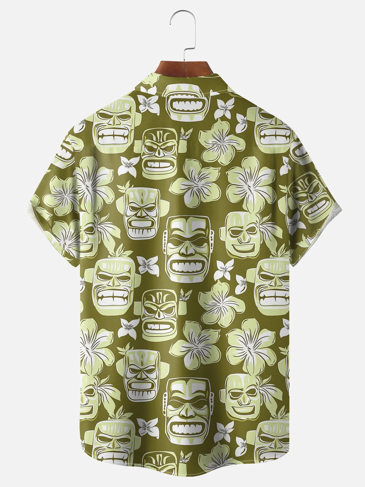 Moisture-wicking Tiki Chest Pocket Hawaiian Shirt