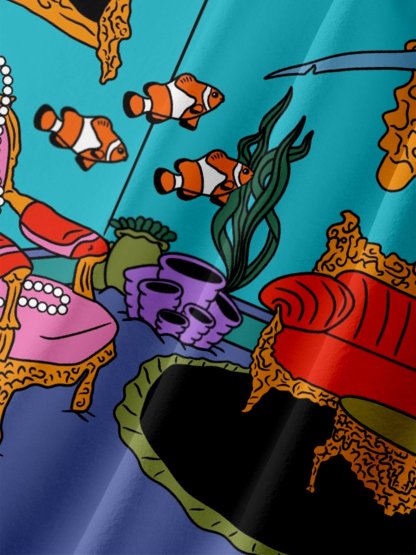 X Artist Janet Johnson Moisture Wicking Abstract Shark Art Painting Chest Pocket Hawaiian Shirt