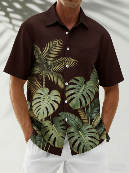 Moisture Wicking Floral Chest Pocke Holiday Hawaiian Shirt