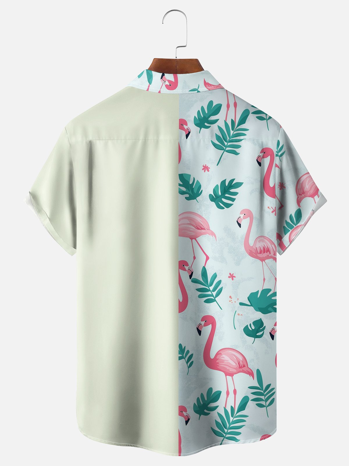 Moisture-wicking Tropical Flamingo Chest Pocket Hawaiian Shirt