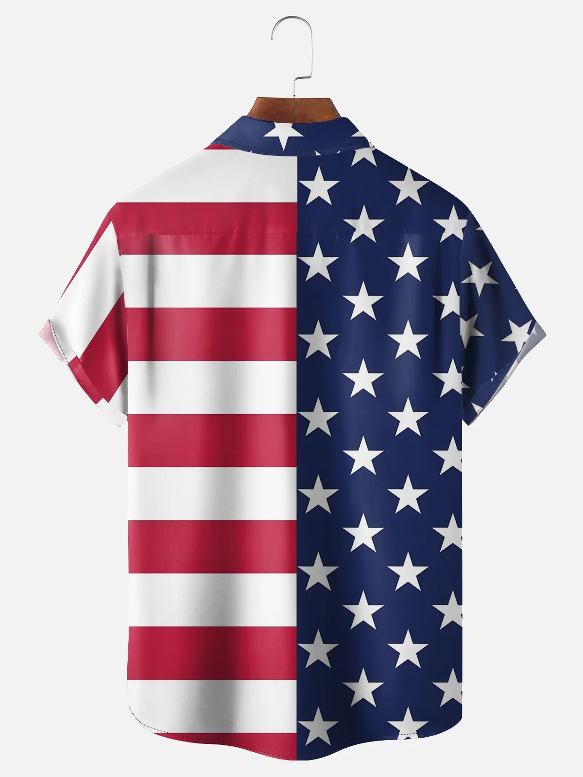Moisture-wicking American Flag Chest Pocket Hawaiian Shirt