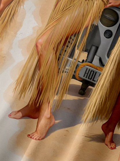 Moisture Wicking Beach Grass Skirt Beauty Chest Pocket Hawaiian Shirt