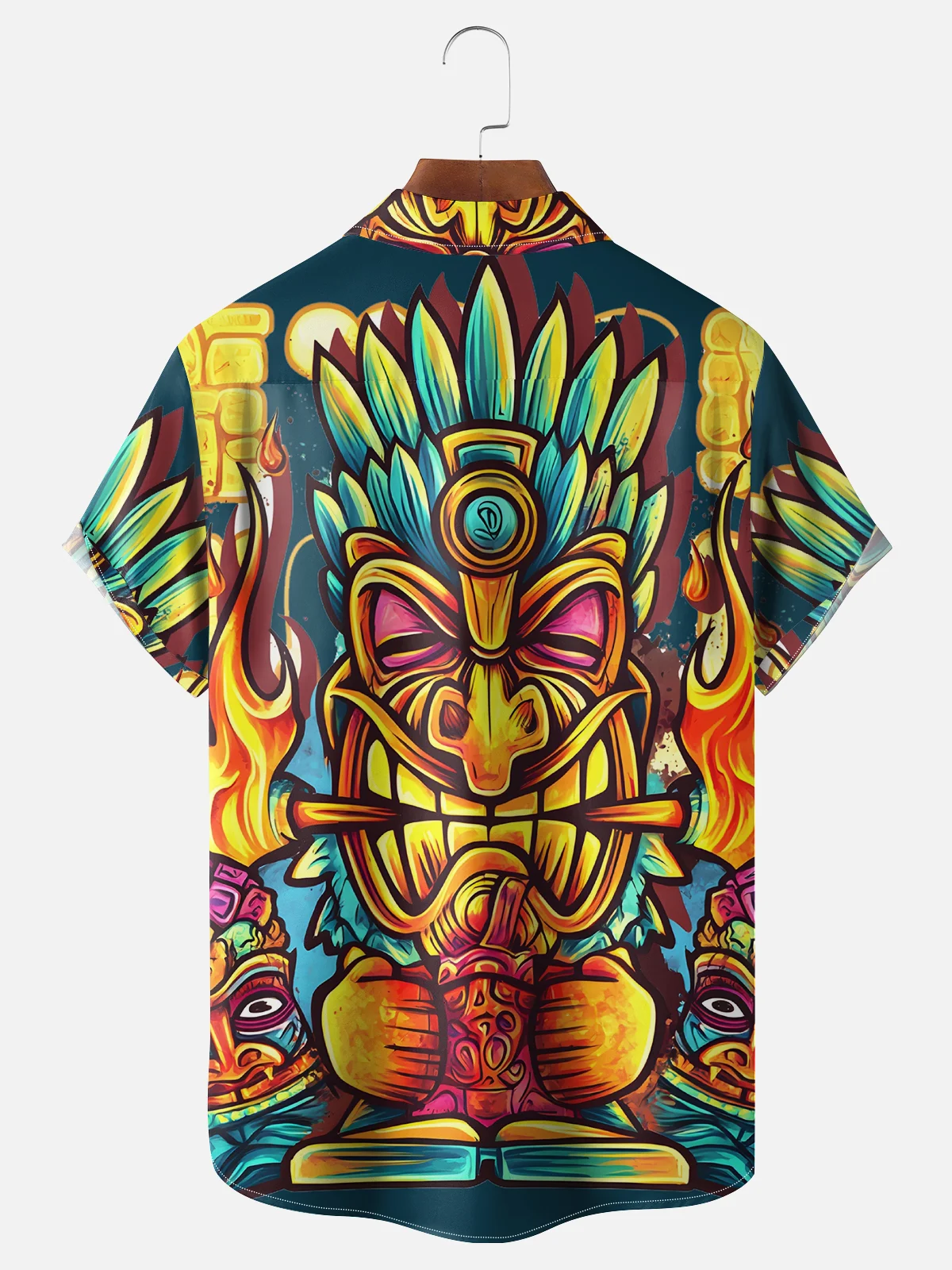Moisture-wicking Tiki Chest Pocket Hawaiian Shirt
