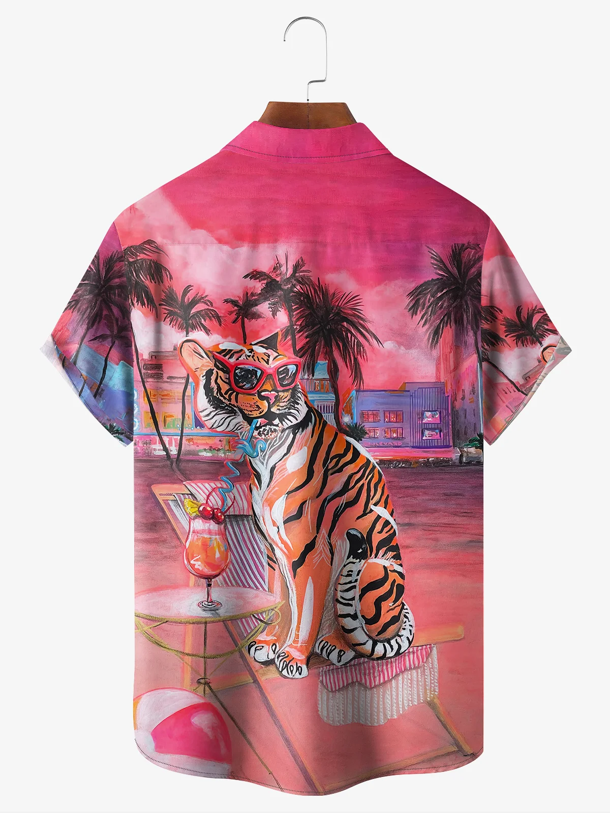 Tiger Chest Pocket Short Sleeve Hawaiian Shirt