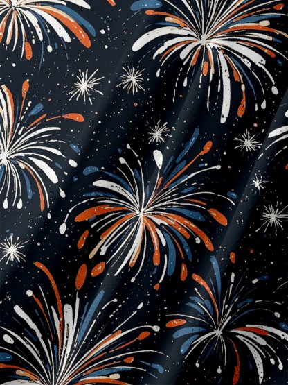 Moisture-wicking American Independence Day Memorial Day Cat Chest Pocket Bowling Shirt