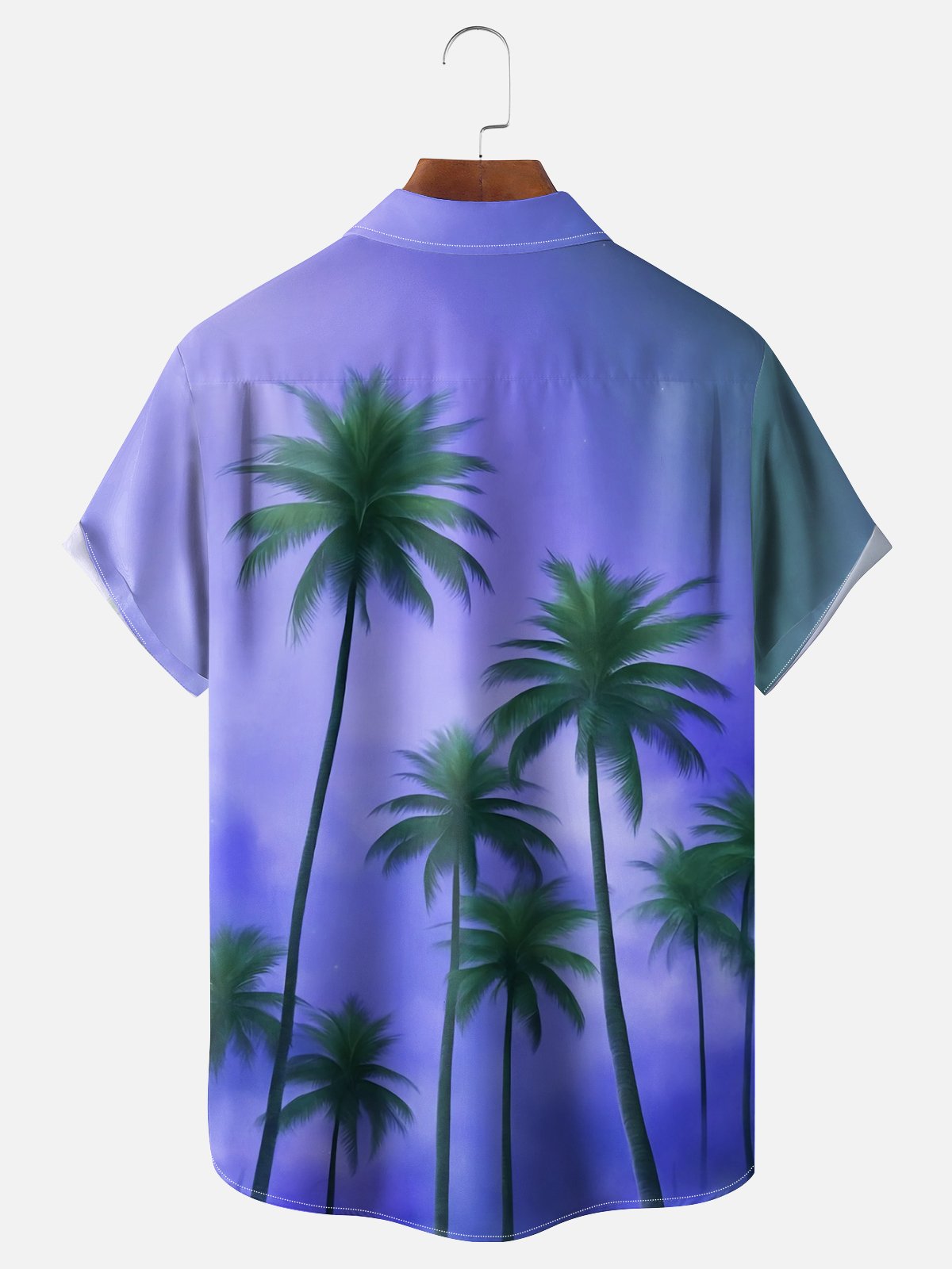 Moisture-wicking Palm Tree Chest Pocket Hawaiian Shirt