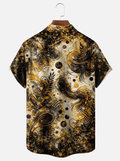 Moisture Wicking Abstract Gradient Print Chest Pocke Holiday Hawaiian Shirt