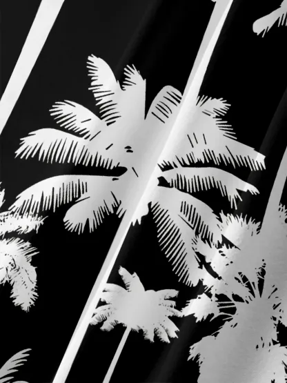 Moisture-wicking Palm Tree Chest Pocket Hawaiian Shirt