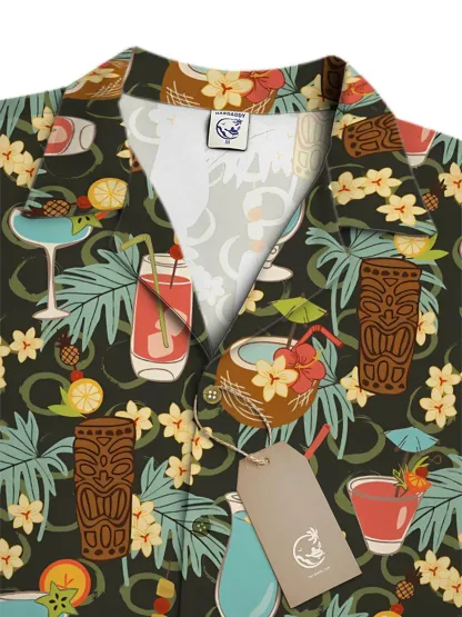 Moisture-wicking TIKI Plant Art Hawaiian Shirt