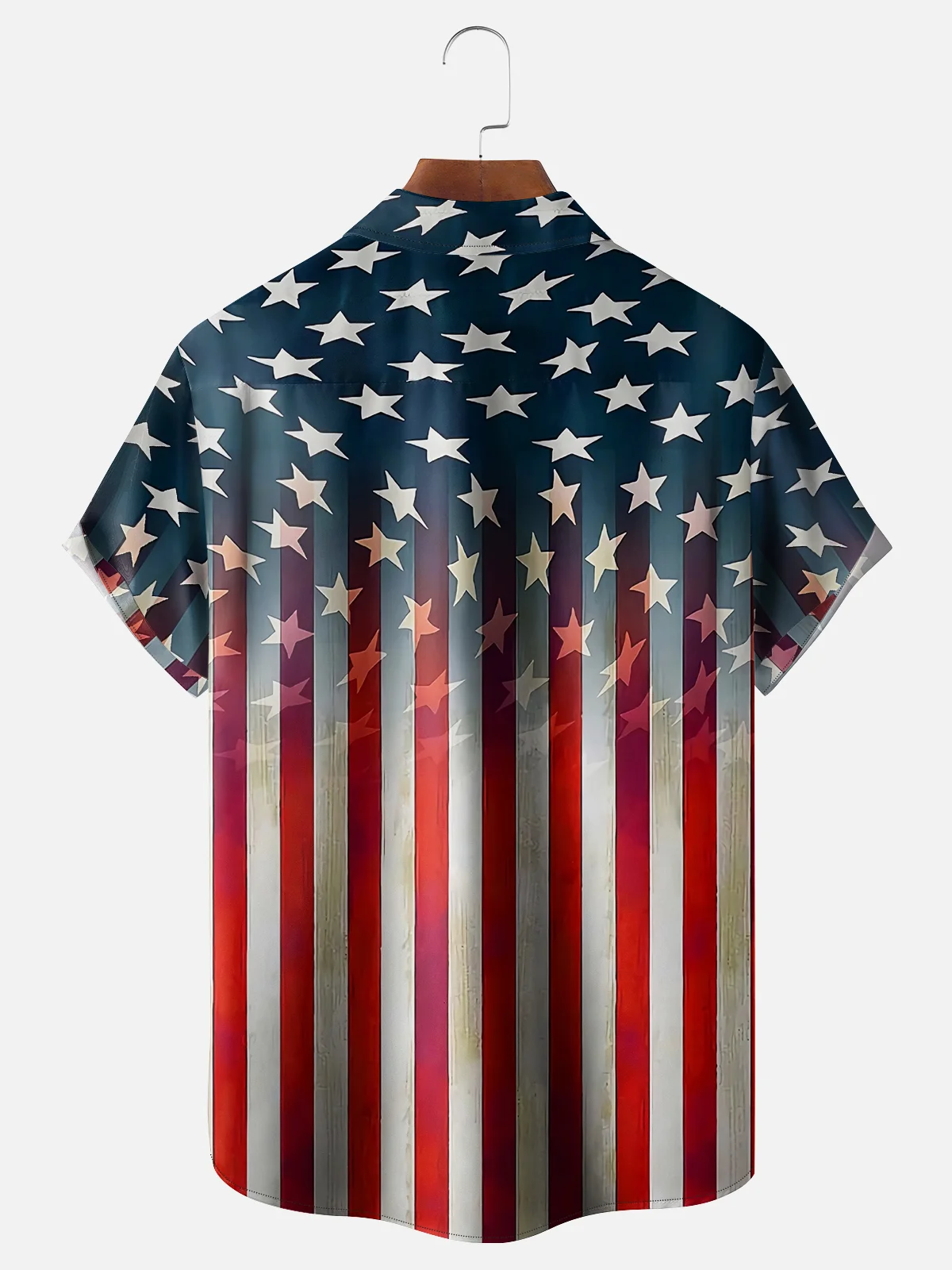 Moisture Wicking American Flag BBQ Party Skull Patriotic Chest Pocket Hawaiian Shirt