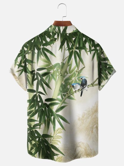Moisture-wicking Bamboo Parrots Chest Pocket Hawaiian Shirt