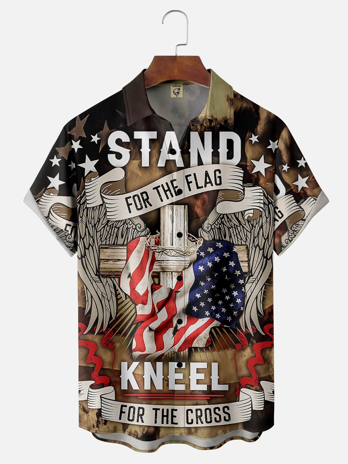 Moisture Wicking American Flag Memorial Day Chest Pocket Hawaiian Shirt