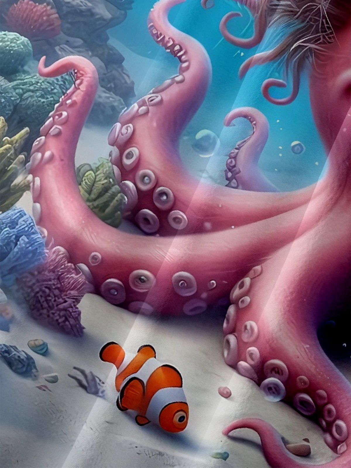 Moisture-wicking Ocean Octopus Balloon Blue Chest Pocket Hawaiian Shirt