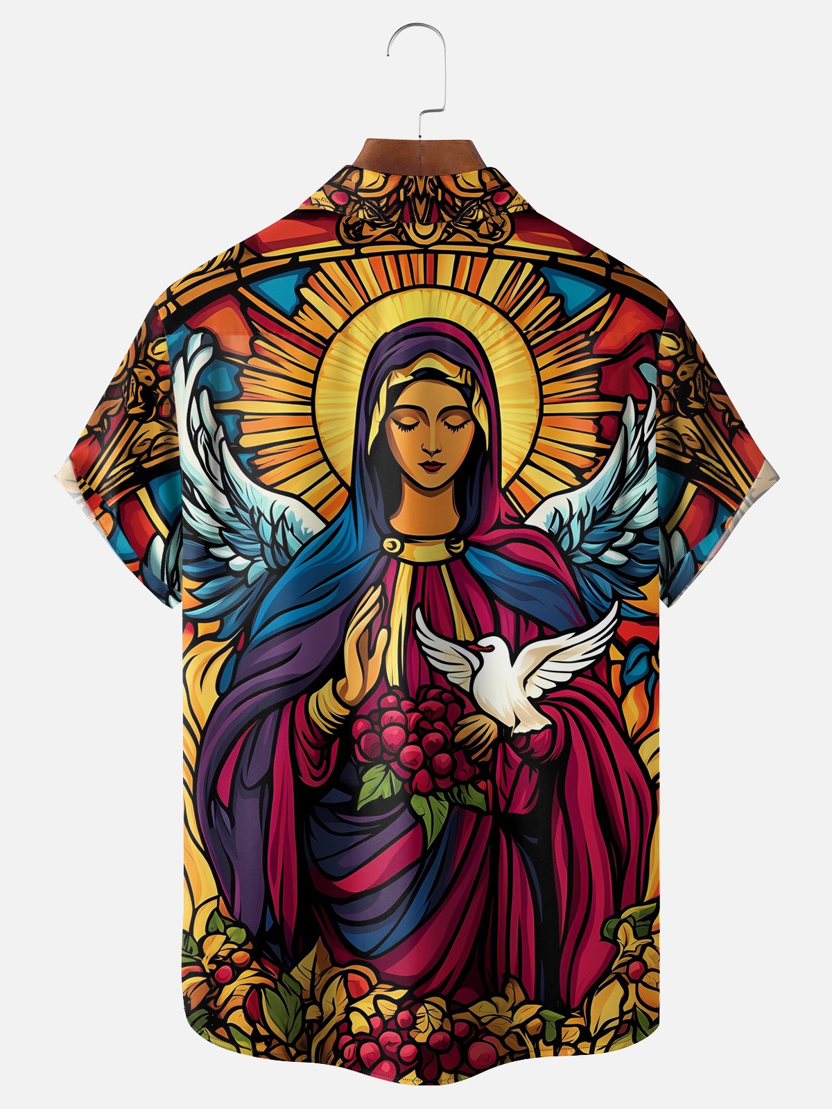 Moisture-wicking Easter Christian Virgin Mary Jesus Chest Pocket Casual Shirt