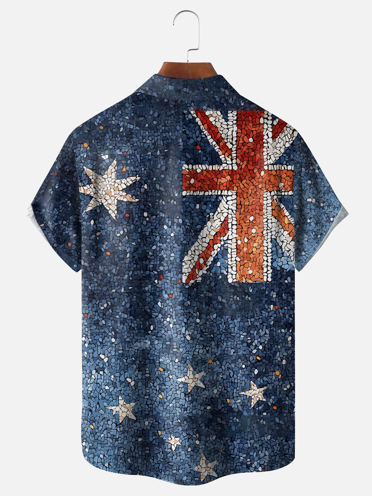 Moisture-wicking Australia Day Flag Mosaic Art Chest Pocket Hawaiian Shirt