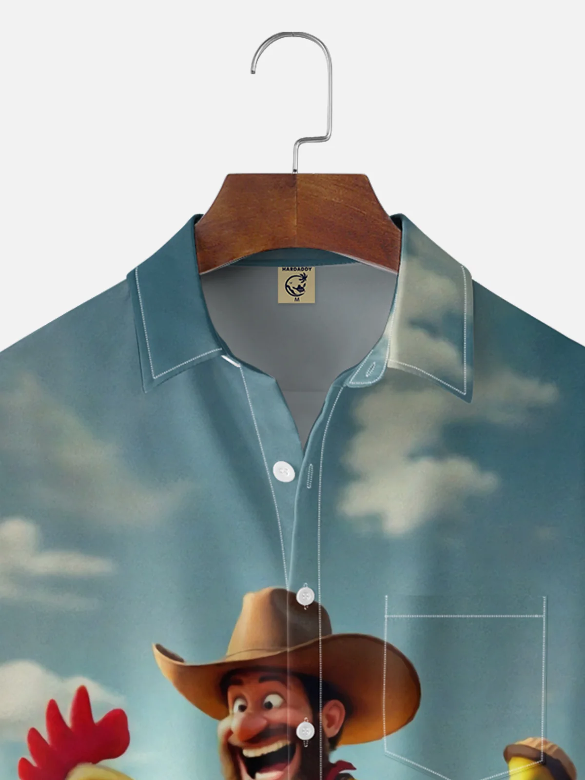Moisture-wicking Banana Chicken Denim Funky Chest Pocket Hawaiian Shirt
