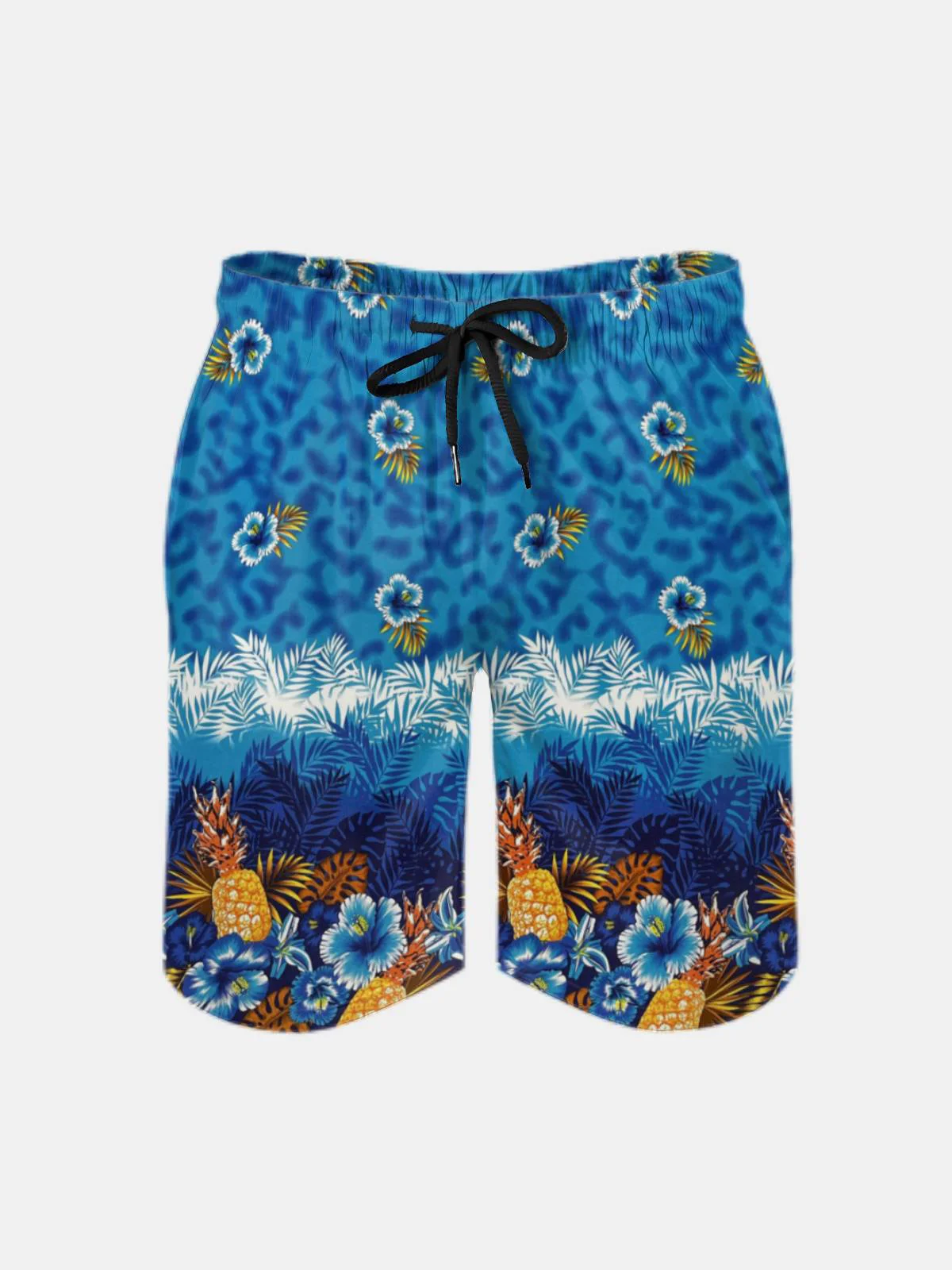 Men's Swim Trunks Hawaiian Tropical Palm Tree Floral Beach Shorts with Pockets