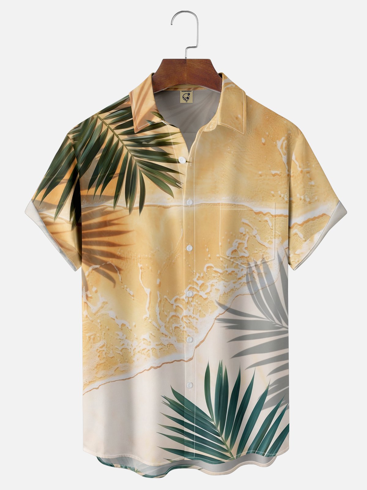 Moisture Wicking Hawaiian Beach Plants Chest Pocket Hawaiian Shirt