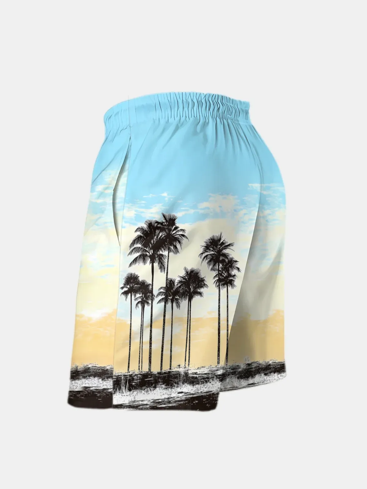 Men's Swim Trunks Hawaiian Tropical Palm Tree Beach Shorts with Pockets