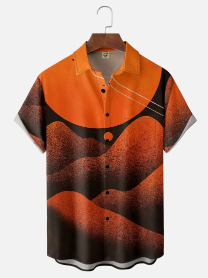 x Stephen Wade Moisture Wicking Abstract Art Geometric Chest Pocket Hawaiian Shirt