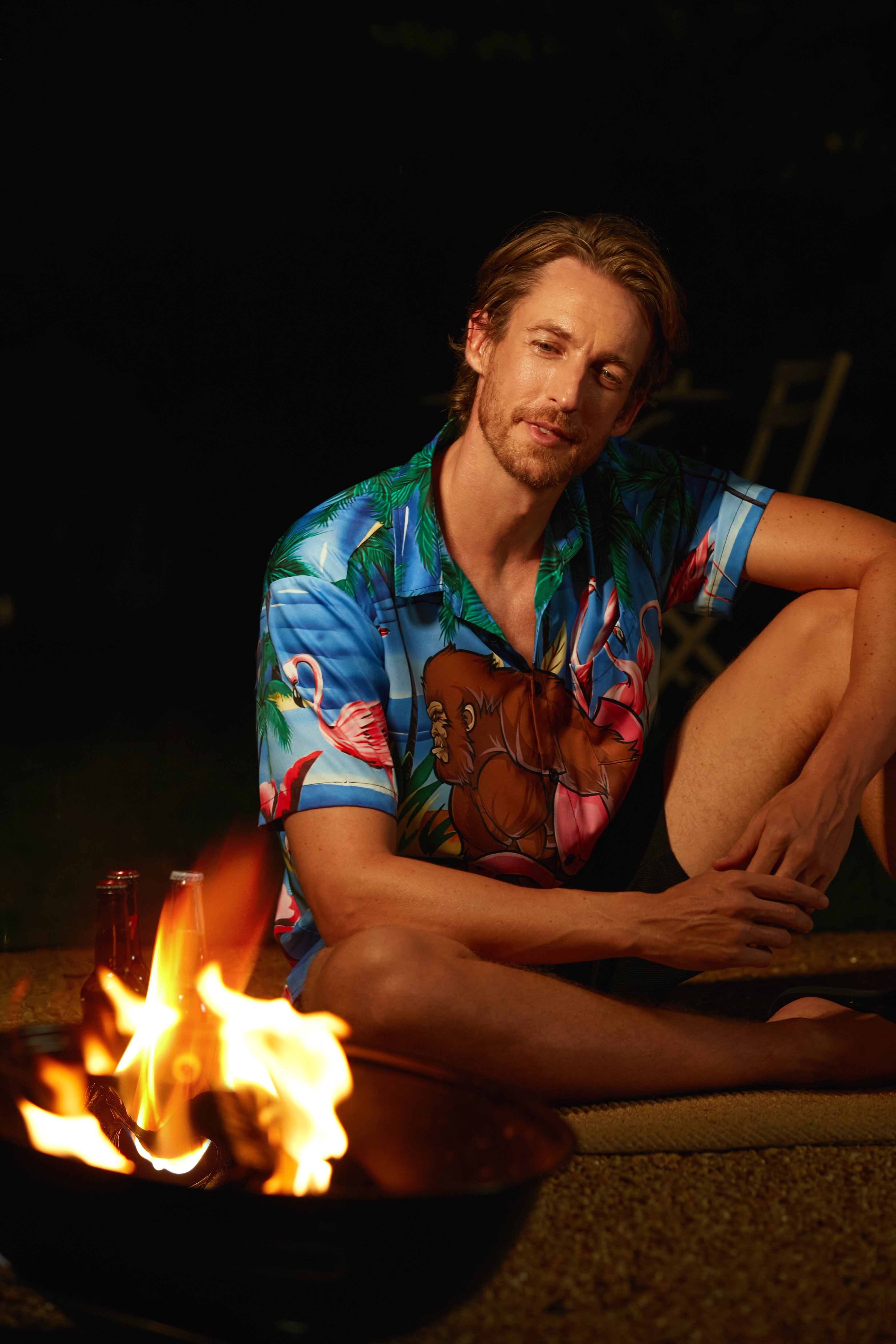 Flamingo Chest Pocket Short Sleeve Hawaiian Shirt