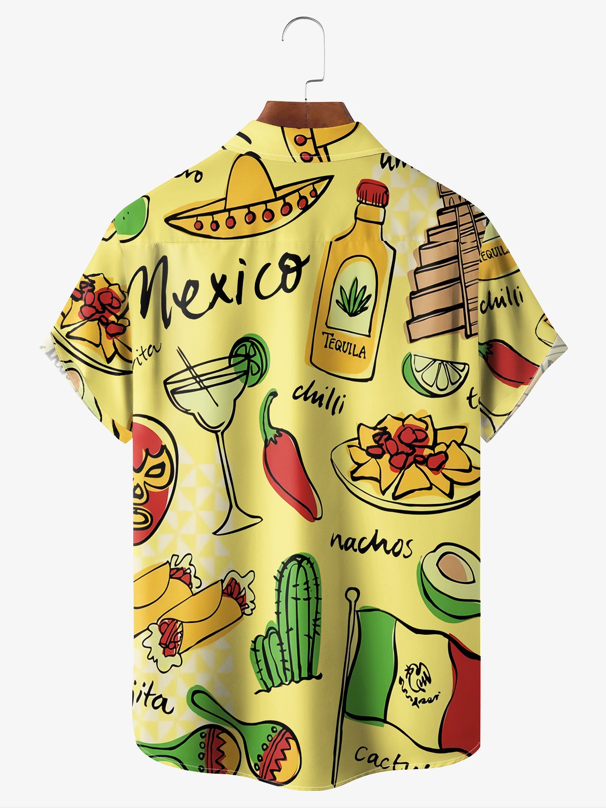 Mexican Tacos Chest Pocket Short Sleeve Hawaiian Shirt