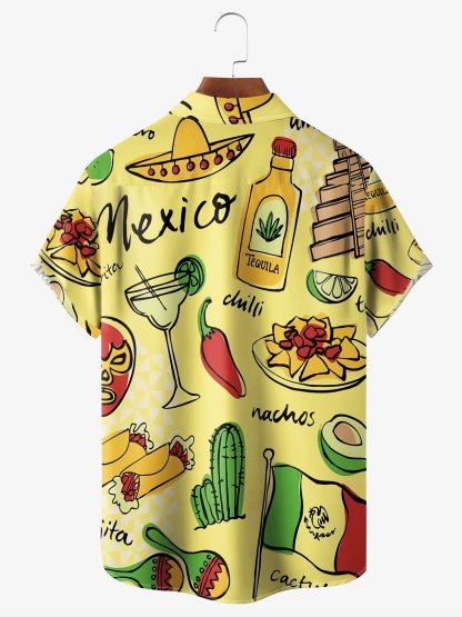 Mexican Tacos Chest Pocket Short Sleeve Hawaiian Shirt