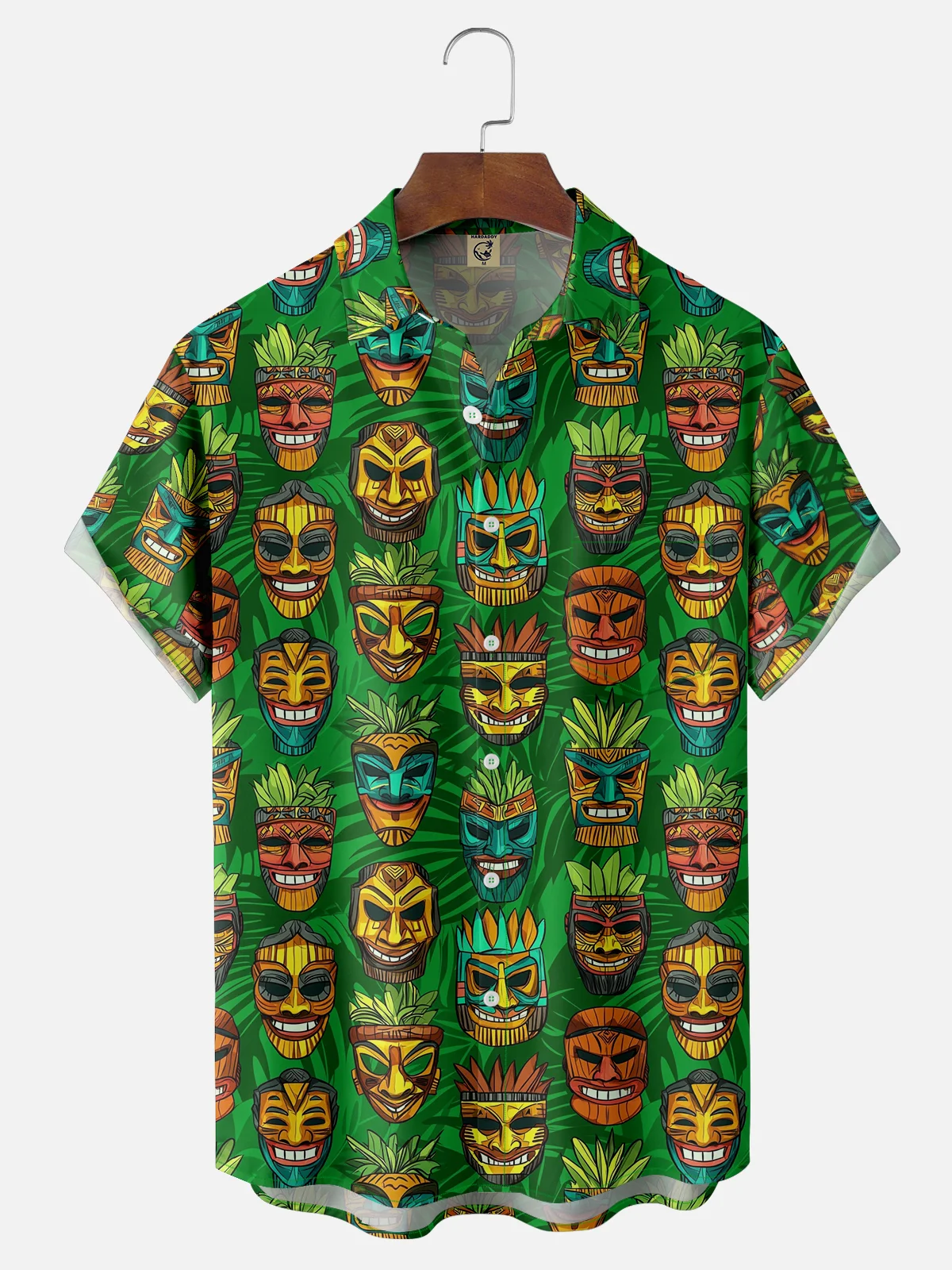 Moisture-wicking Tropical Tiki Chest Pocket Hawaiian Shirt