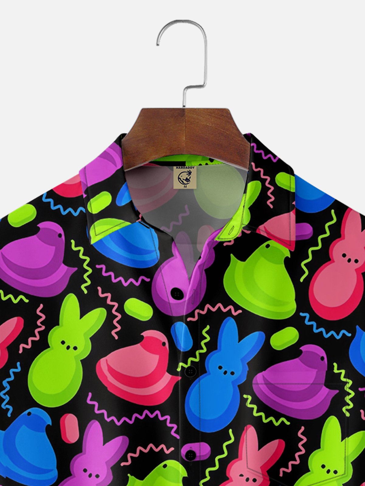 Tall Size Moisture Wicking Easter Egg Bunny Chest Pocket Hawaiian Shirt