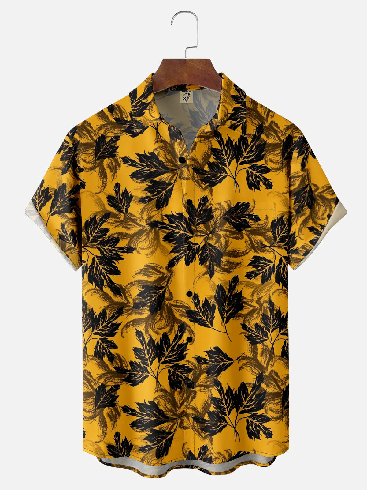 Moisture-wicking Tropical Leaves Chest Pocket Hawaiian Shirt