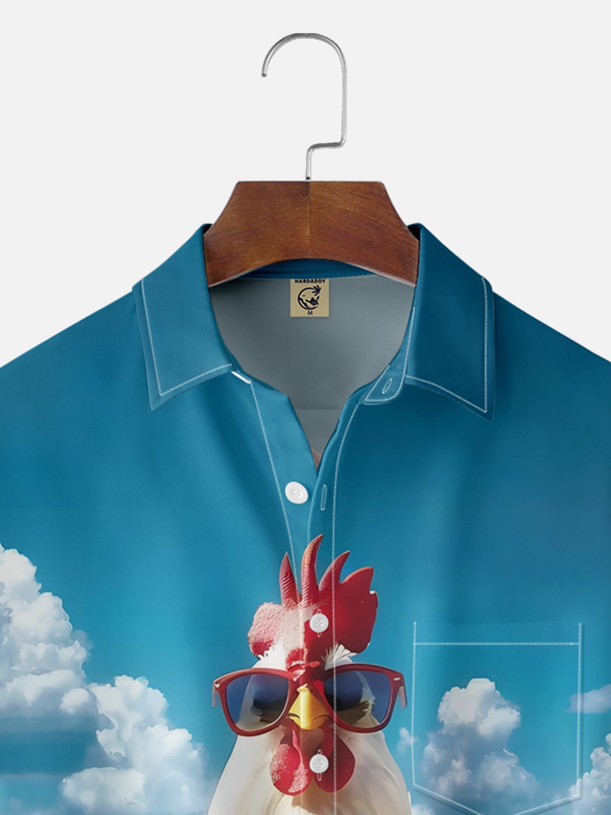 Moisture-wicking Chickens on Vacation Beach Chest Pocket Hawaiian Shirt