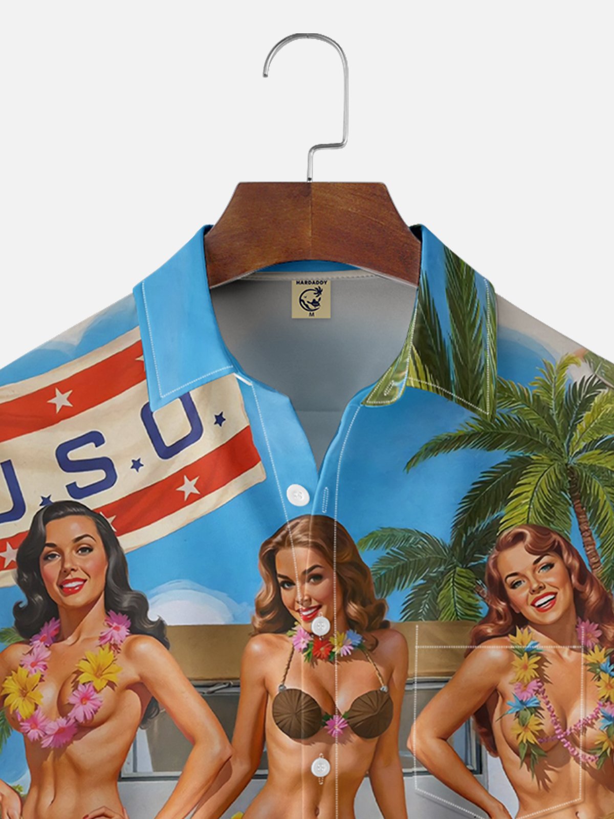 Moisture Wicking Beach Grass Skirt Beauty Chest Pocket Hawaiian Shirt