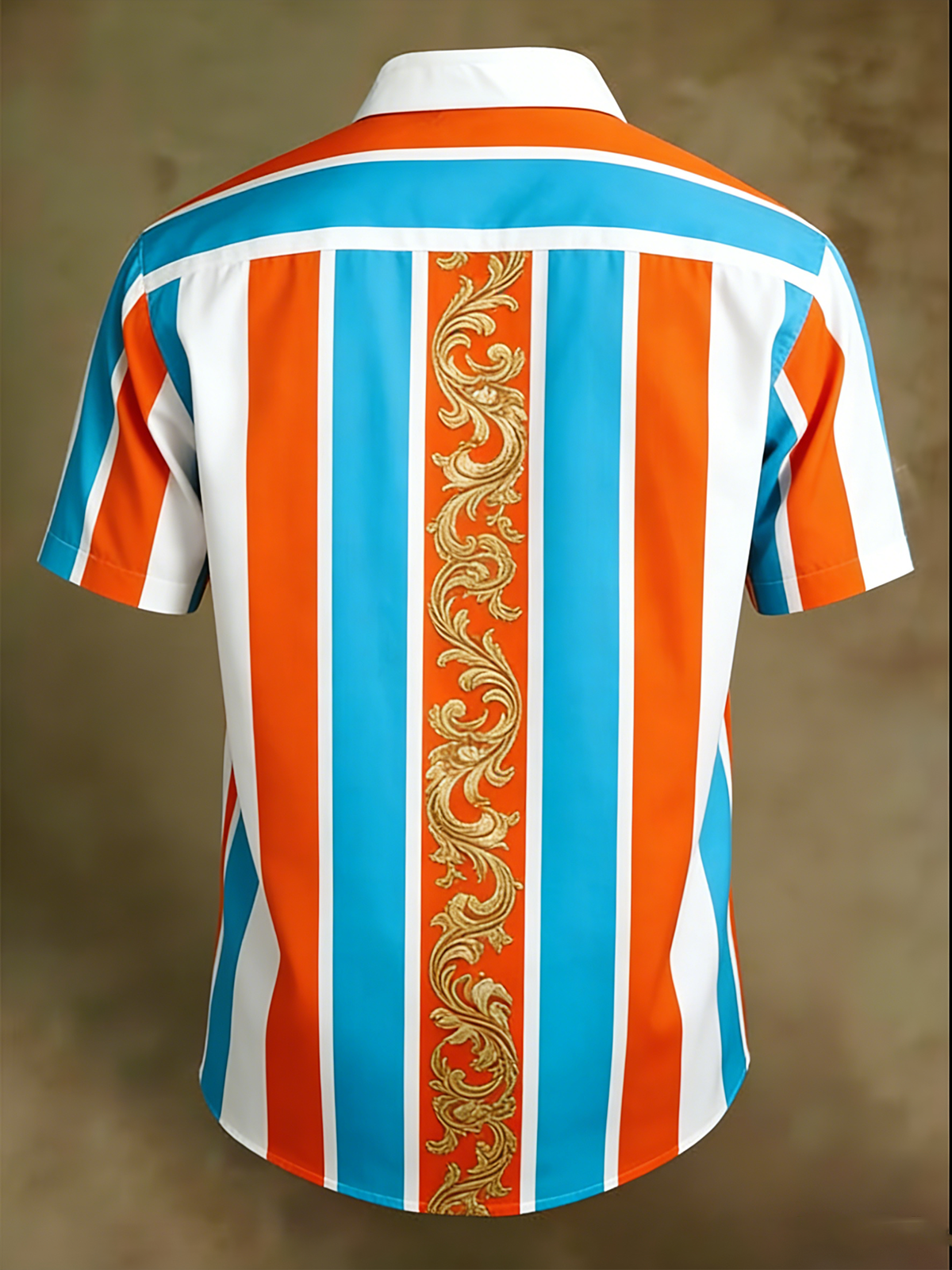 Moisture-Wicking Striped Floral Chest Pocket Hawaiian Shirt
