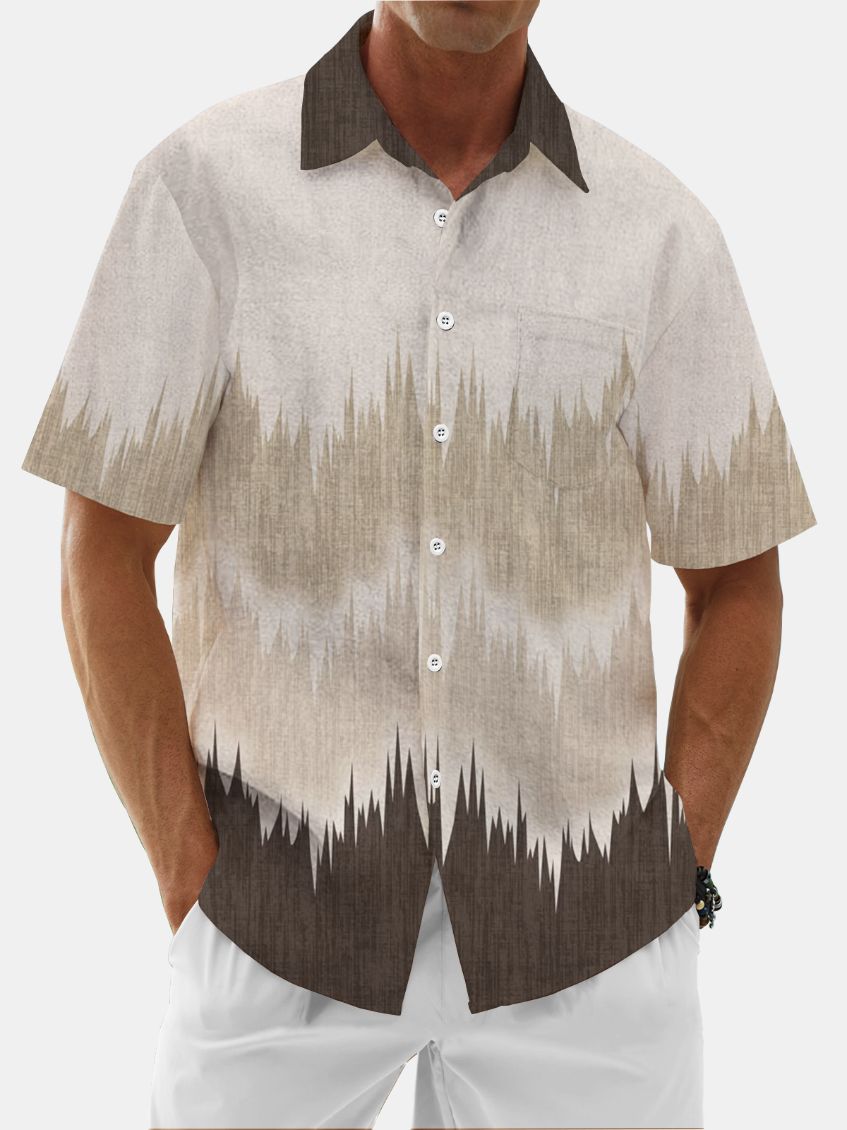 Moisture Wicking Ombre Contrast Chest Pocket Hawaiian Shirt